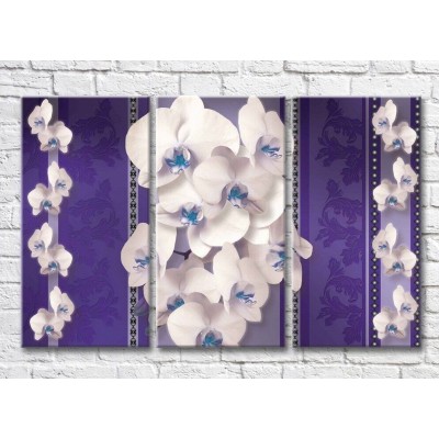 Картина Magic Color White orchids on a Lilac background with patterns (3565138)