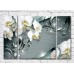 Pictură Magic Color White orchids and steel patterns on a Green background (3565149)