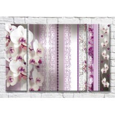 Картина Magic Color Branches of a White orchid on a Lilac patterned background (3565150)