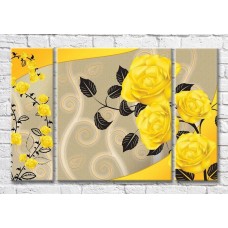 Картина Magic Color Branches of Yellow roses on a Beige background (3565152)