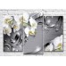 Pictură Magic Color White orchids and steel patterns on a Gray background (3565195)