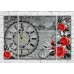 Pictură Magic Color Red roses on vintage background with clock (3565159)