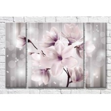 Pictură Magic Color Lilac magnolia on a Gray striped background (3565161)