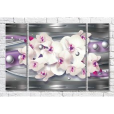 Картина Magic Color Orchids and spheres on a Gray background with Purple stripes (3565166)