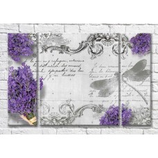 Pictură Magic Color Dragonfly and lavender on vintage background with lettering (3565173)