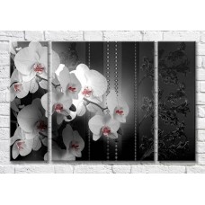 Pictură Magic Color Orchids on a Black patterned background (3565174)