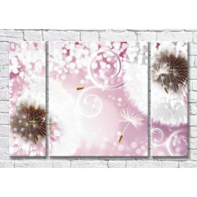 Pictură Magic Color Dandelions and curls on a Pink background (3565212)