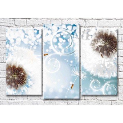 Pictură Magic Color Dandelions and curls on a Blue background (3565213)