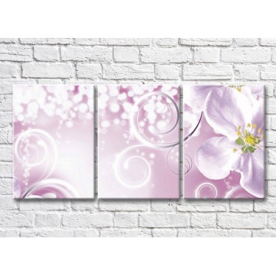 Pictură Magic Color White flower and curls on a Pink background (3565222)