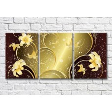 Картина Magic Color Golden lilies and patterns on a Burgundy background (3565223)