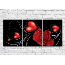 Картина Magic Color Red rose and hearts on a Black background (3565224)