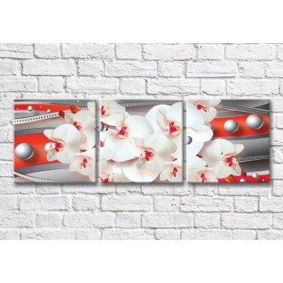 Картина Magic Color Orchids and spheres on a Gray background with Orange stripes (3565229)