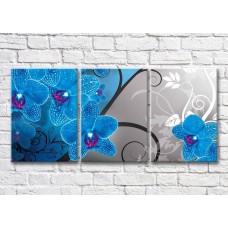 Картина Magic Color Blue orchid on a Gray background with White patterns (3565233)