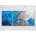 Pictură Magic Color Blue orchid on a Gray background with White patterns (3565233)