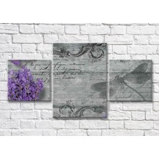 Картина Magic Color Dragonfly and lavender on vintage background (3565236)