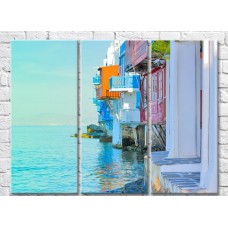 Pictură Magic Color White House with Colored balconies and the sea (3469118)