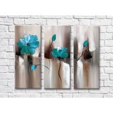 Картина Magic Color Turquoise flowers on an abstract Beige background (3572501)