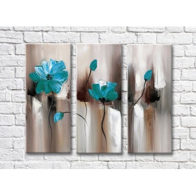 Картина Magic Color Turquoise flowers on an abstract Beige background (3572501)