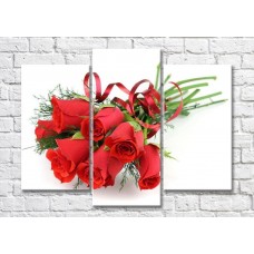 Картина Magic Color Bouquet of Red roses decorated with sprigs of greenery (500120)