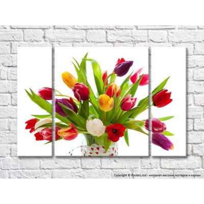 Pictură Magic Color Bouquet of Colorful tulips in a vase (500129)