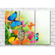 Pictură Magic Color Bouquet of Multicolored tulips with butterflies (500130)