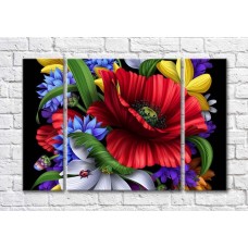 Pictură Magic Color Bouquet of Colorful flowers on a Black background (500131)