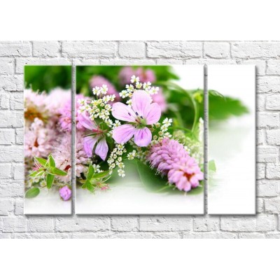 Pictură Magic Color Bouquet of Pink wildflowers on a White background (500132)