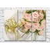 Pictură Magic Color Bouquet of Cream roses and a gift with a Golden bow (500145)