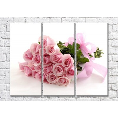 Pictură Magic Color Bouquet of Pink roses with bow (500153)