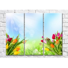 Картина Magic Color Bouquets of multicolored tulips on a Sunny background of a Green meadow (500168)