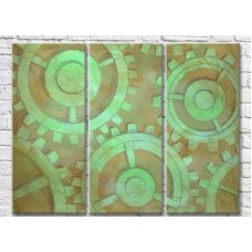 Pictură Magic Color Green gears on Brown background (3499086)