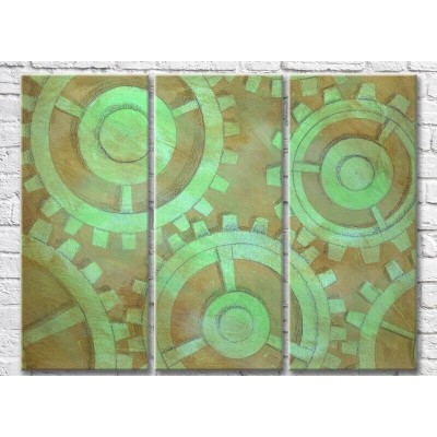 Pictură Magic Color Green gears on Brown background (3499086)