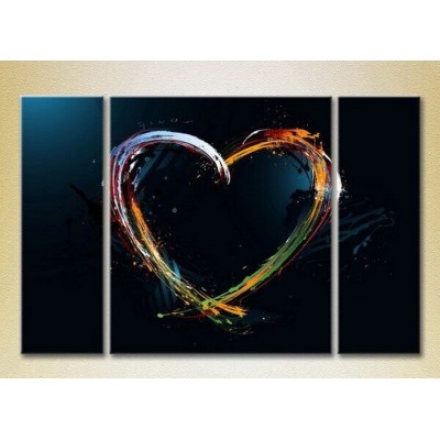 Pictură Magic Color Triptych Multicolored Heart (2229563)