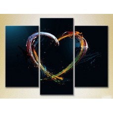 Pictură Magic Color Triptych Multicolored Heart (2229564)