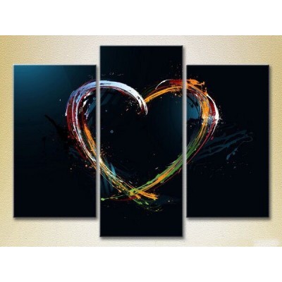 Pictură Magic Color Triptych Multicolored Heart (2229564)