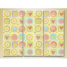 Pictură Magic Color Triptych Flowers and hearts (2229568)