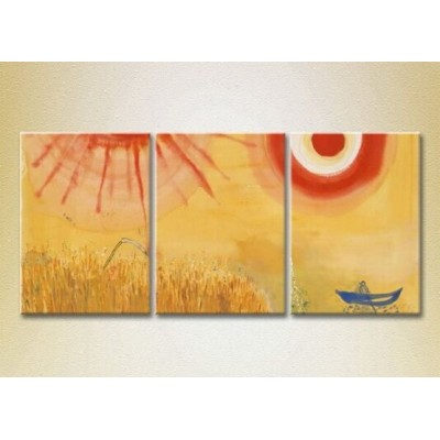 Pictură Magic Color Triptych Abstraction Chagall (2229530)