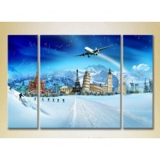 Картина Magic Color Triptych Monuments of world architecture on a winter background (2658497)