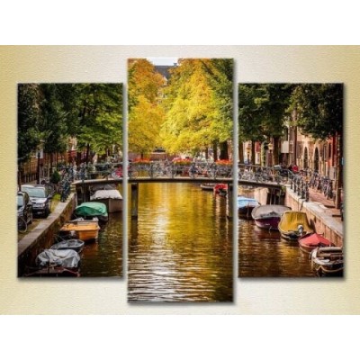 Картина Magic Color Triptych Amsterdam Canal Holland (2658423)