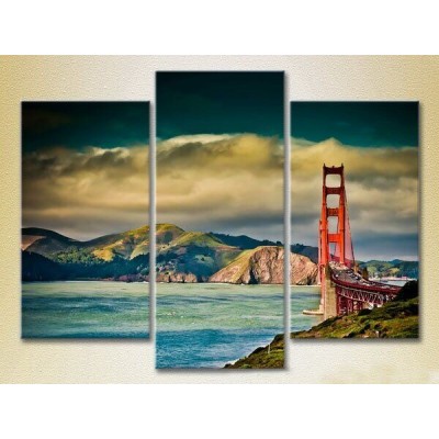 Картина Magic Color Triptych Golden Gate Bridge in perspective (2658477)