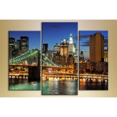 Pictură Magic Color Triptych City at night lights (2658902)