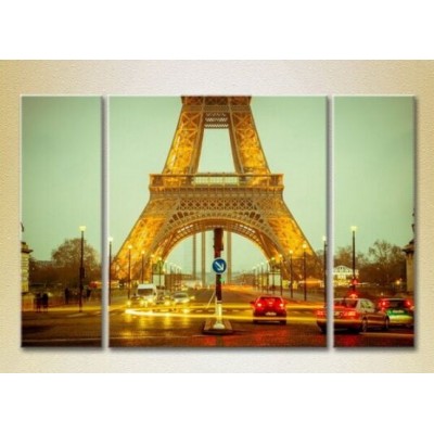 Pictură Magic Color Triptych At the Foot of the Eiffel Tower (2658517)