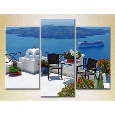 Pictură Magic Color Triptych Greece, terrace (2658488)