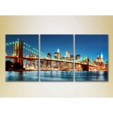 Pictură Magic Color Triptych Night Brooklyn Bridge (2658481)