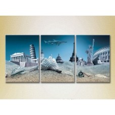 Pictură Magic Color Triptych World architectural monuments under water (2658498)