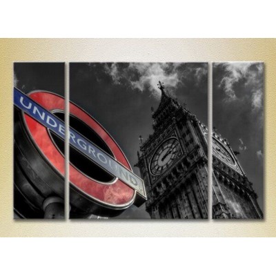 Pictură Magic Color Triptych London Underground (2658465)