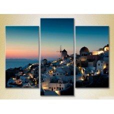 Pictură Magic Color Triptych Greece, morning in Santorini (2658449)