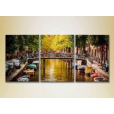 Pictură Magic Color Triptych Amsterdam Canal Holland (2658451)