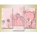 Pictură Magic Color Triptych Pink Bear (2229670)