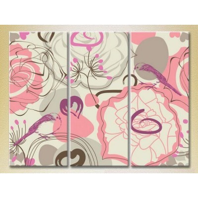 Pictură Magic Color Triptych Gray/Pink chaos (2229679)